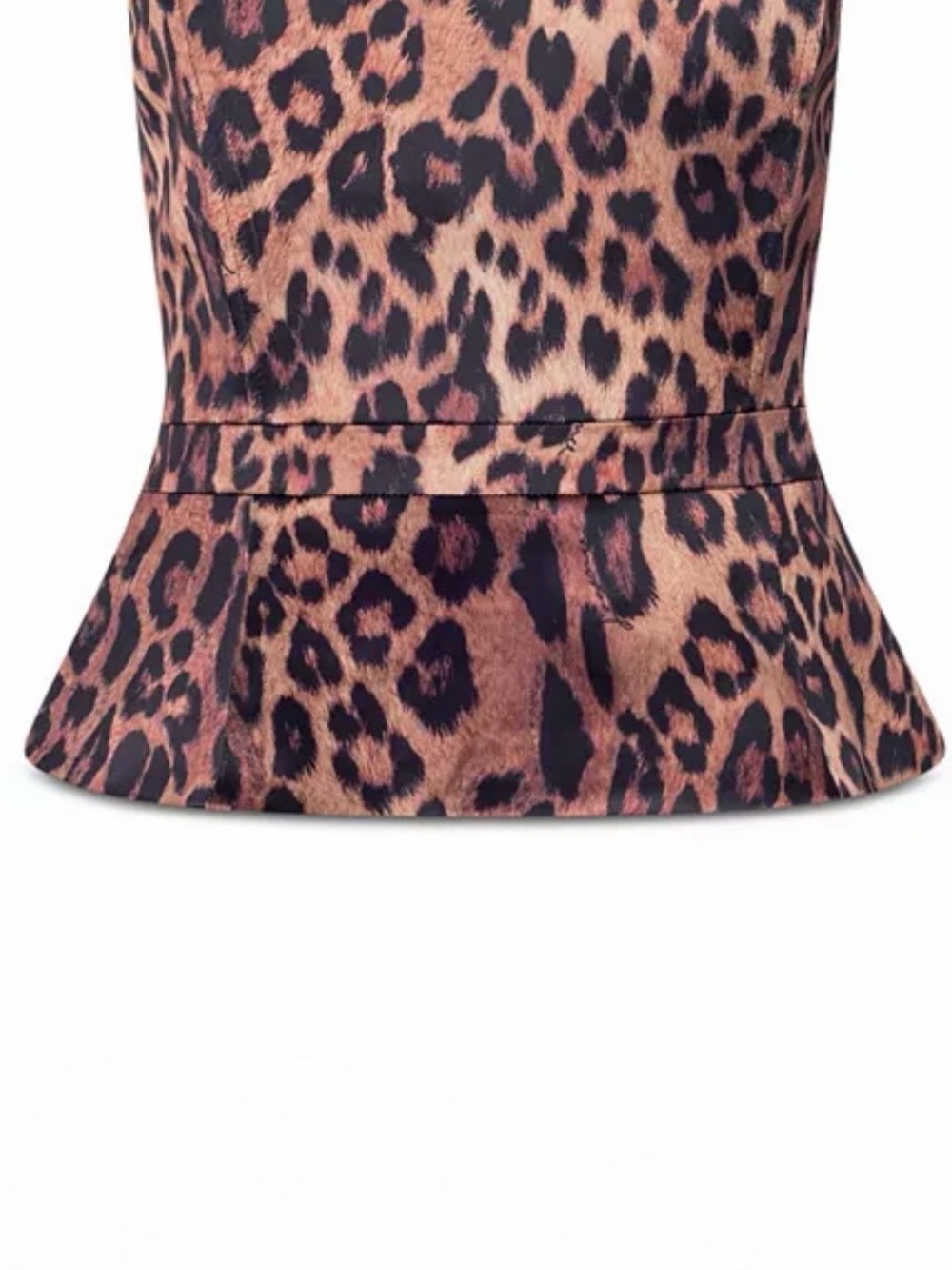 L'agence Leopard Print Peplum Top - Brown